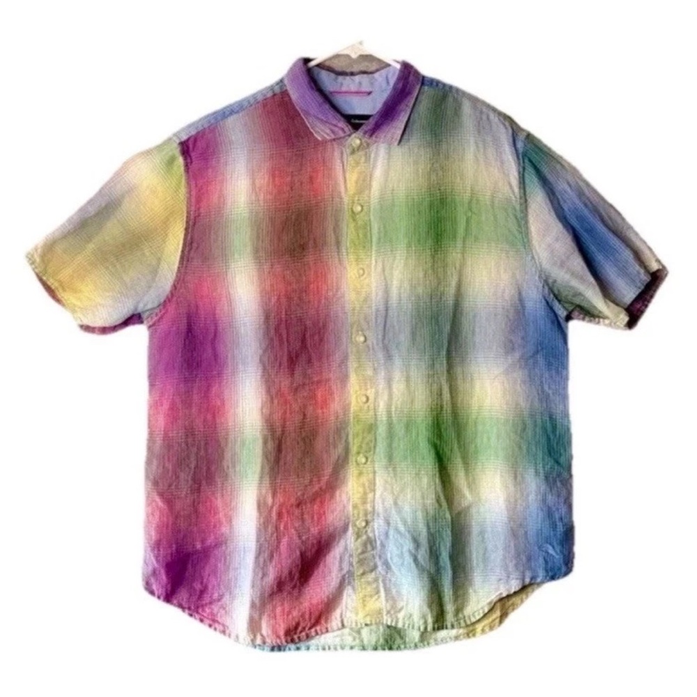 Tommy Bahama Linen Shirt Kaleidoscope Breezer Danube Short Sleeve Button Down
